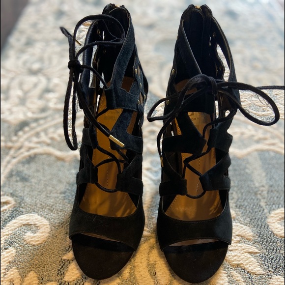 Suede Gladiator Heels - Picture 2 of 8